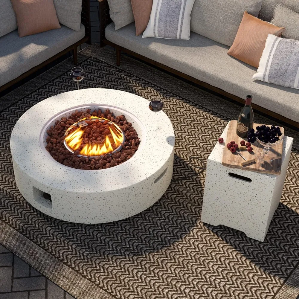 Outdoor Propane Fire Pit Table, 42 Inch 50000 BTU Round Spotted White Patio w Tank Cover,Gas Fire Table
Outdoor Propane Fire Pit Table, 42 Inch 50000 BTU Round Spotted White Patio w Tank Cover,Gas Fire Table