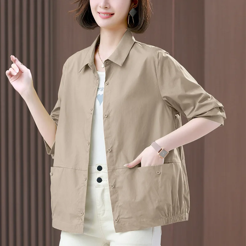 Свободная посадка Long Sve из чистого хлопка irt ort Sle Тонкая однослойная верхняя одежда для женщин Повседневная одежда для поездок на работу Faion
Свободная посадка Long Sve из чистого хлопка irt ort Sle Тонкая однослойная верхняя одежда для женщин Повседневная одежда для поездок на работу Faion