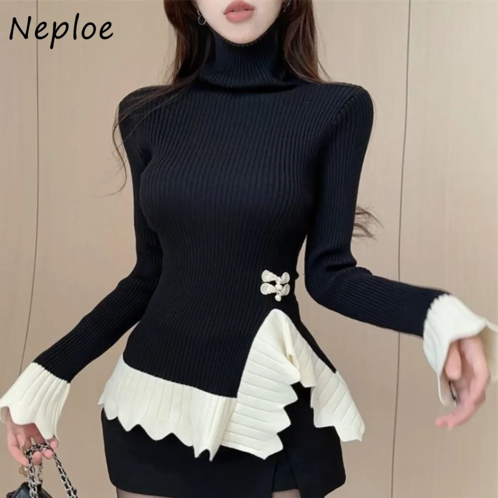 Neploe High Street, новая вязаная одежда в китайском стиле с панелями, лоскутная нерегулярная новая женская одежда, водолазка, универсальный дизайн, топы
Neploe High Street, новая вязаная одежда в китайском стиле с панелями, лоскутная нерегулярная новая женская одежда, водолазка, универсальный дизайн, топы