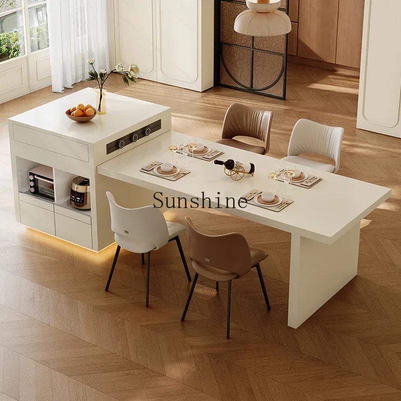 Rock slab island dining table integrated household retractable multi-functional kitchen living room small apartment
Rock slab island dining table integrated household retractable multi-functional kitchen living room small apartment