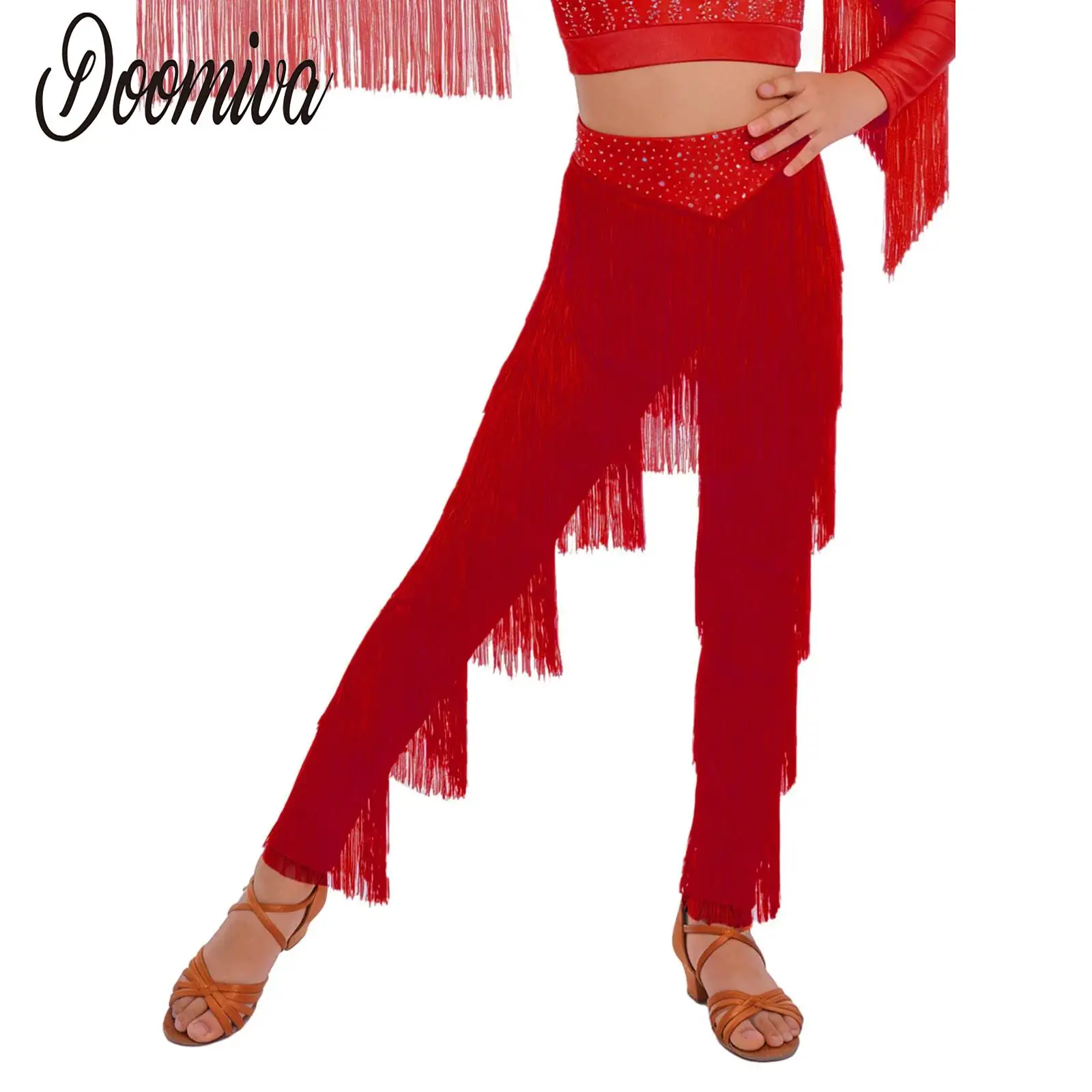 Kids Girls Fringed Cha-Cha Latin Dance Pants Elastic Waistband Tiered Tassels Trousers for Tango Samba Rumba Salsa Jazz Costumes
Kids Girls Fringed Cha-Cha Latin Dance Pants Elastic Waistband Tiered Tassels Trousers for Tango Samba Rumba Salsa Jazz Costumes