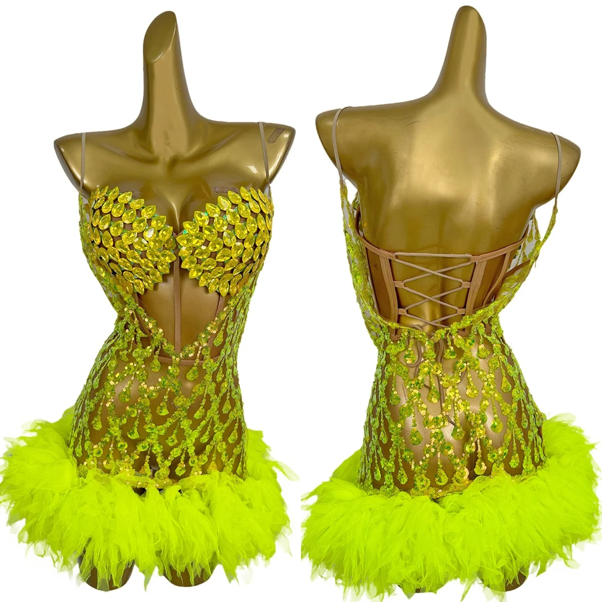 Sparkly Rhinestone Fluorescent Green Crop Top Mini Skirt 2Pieces Set Showgirl Party Sexy Outfit Club DJ Dance Stage Suit Boluomi
Sparkly Rhinestone Fluorescent Green Crop Top Mini Skirt 2Pieces Set Showgirl Party Sexy Outfit Club DJ Dance Stage Suit Boluomi