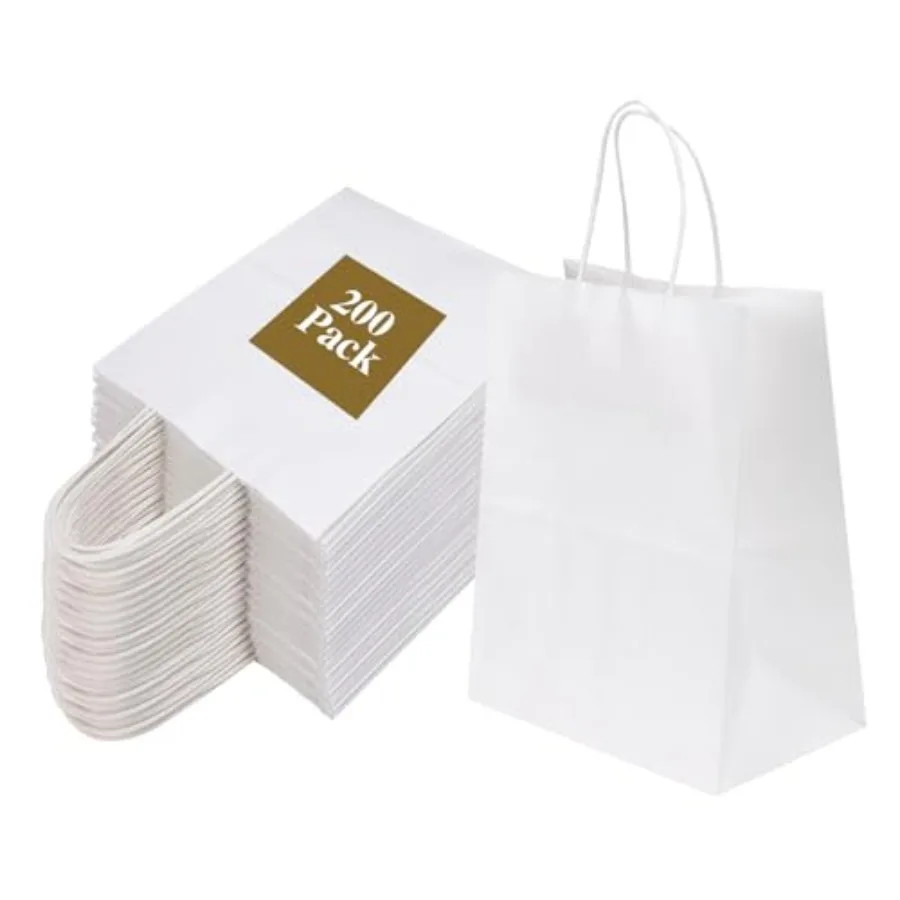 Pack 8x4.75x10 Inch Medium White Kraft Paper Bags with Handles Bulk Craft Paper Gift Bags for Party Favors Grocery Retail Shopp
Pack 8x4.75x10 Inch Medium White Kraft Paper Bags with Handles Bulk Craft Paper Gift Bags for Party Favors Grocery Retail Shopp