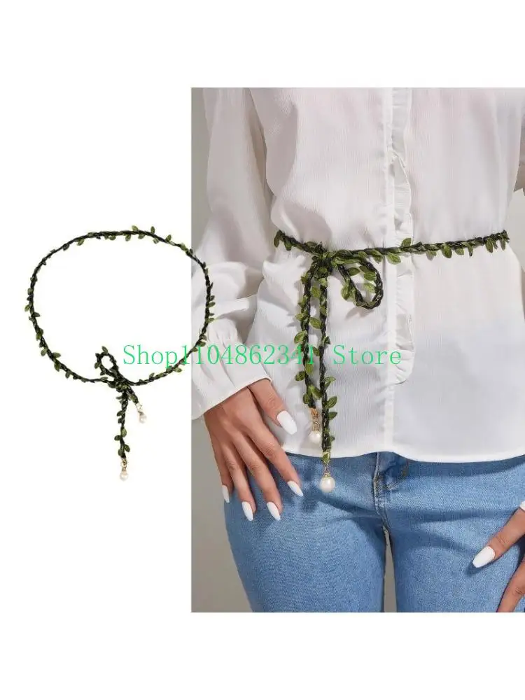 652F Ladies Green Leaves Waist Belt with Pearl Pendant for Summer Dress Skirt Belt
652F Ladies Green Leaves Waist Belt with Pearl Pendant for Summer Dress Skirt Belt