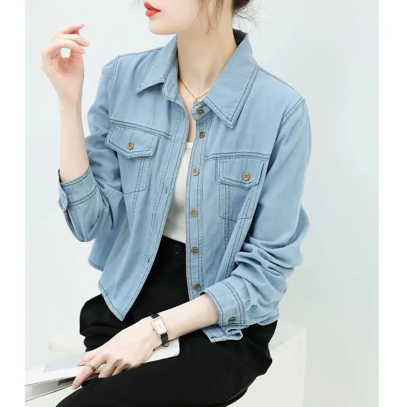 Retro Denim Shirt Jacket Women's Spring Autumn 2025New Thin Design Cowboy Coat Ladies Niche Short Outerwear Long Sleeve Overwear
Retro Denim Shirt Jacket Women's Spring Autumn 2025New Thin Design Cowboy Coat Ladies Niche Short Outerwear Long Sleeve Overwear