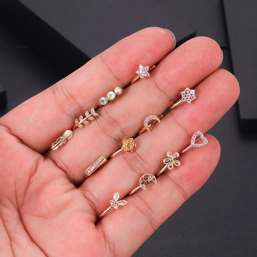 12Pcs No Piercing Nose Rings Zircon Jewelry Exquisite Lady Face Makeup Safe Comfortable Long Term Wear Nose Ring
12Pcs No Piercing Nose Rings Zircon Jewelry Exquisite Lady Face Makeup Safe Comfortable Long Term Wear Nose Ring