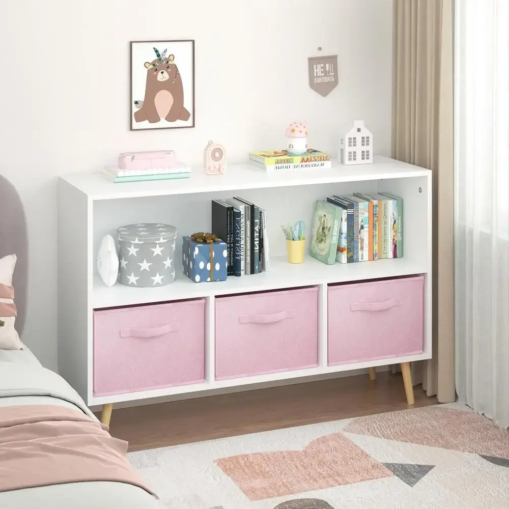 Wood Kids Bookshelf with Collapsible Fabric Drawers Toy Organizer Modern Storage Children's Room Wall-Mounted Safety Buckle Easy
Wood Kids Bookshelf with Collapsible Fabric Drawers Toy Organizer Modern Storage Children's Room Wall-Mounted Safety Buckle Easy