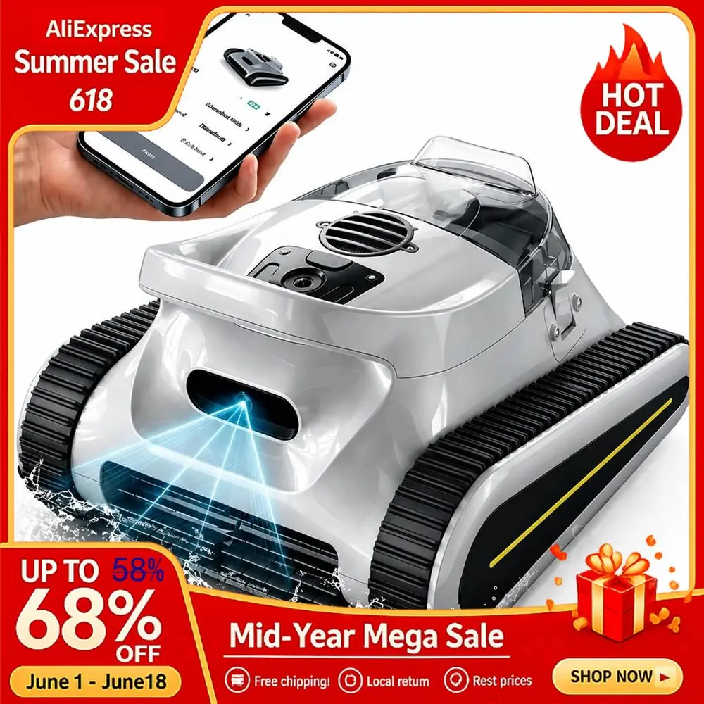 Robotic Pool Cleaner Automatic Pool Vacuum Robot for IngroundampAbove Ground Pools, WallampWaterline Climbing, Smart Navi Custom
Robotic Pool Cleaner Automatic Pool Vacuum Robot for IngroundampAbove Ground Pools, WallampWaterline Climbing, Smart Navi Custom