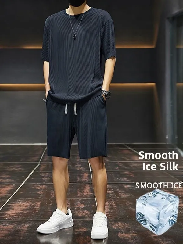 Ice Silk Men's Summer Thin Loose Casual Short Sleeve T-Shirt Shorts Two-Piece Set Quick Dry Youth Fashion Sportswear Set
Ice Silk Men's Summer Thin Loose Casual Short Sleeve T-Shirt Shorts Two-Piece Set Quick Dry Youth Fashion Sportswear Set
