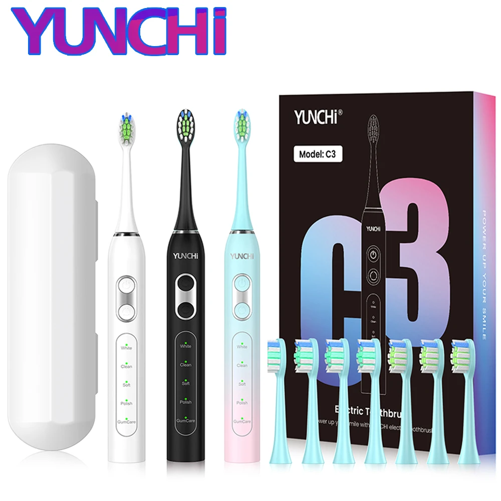 Ultrasonic electric toothbrush YUNCHI C3 with 5 operating modes, and 8 pcs toothbrush heads, and 1 travel box
Ultrasonic electric toothbrush YUNCHI C3 with 5 operating modes, and 8 pcs toothbrush heads, and 1 travel box