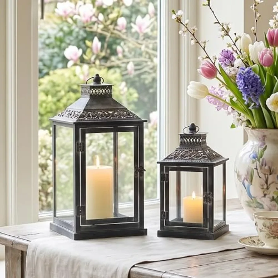 Set of 2 Antique Grey Brush Decorative Lanterns Metal Candle Lanterns for Indoor Outdoor Events Paritie and Weddings Vintage St
Set of 2 Antique Grey Brush Decorative Lanterns Metal Candle Lanterns for Indoor Outdoor Events Paritie and Weddings Vintage St