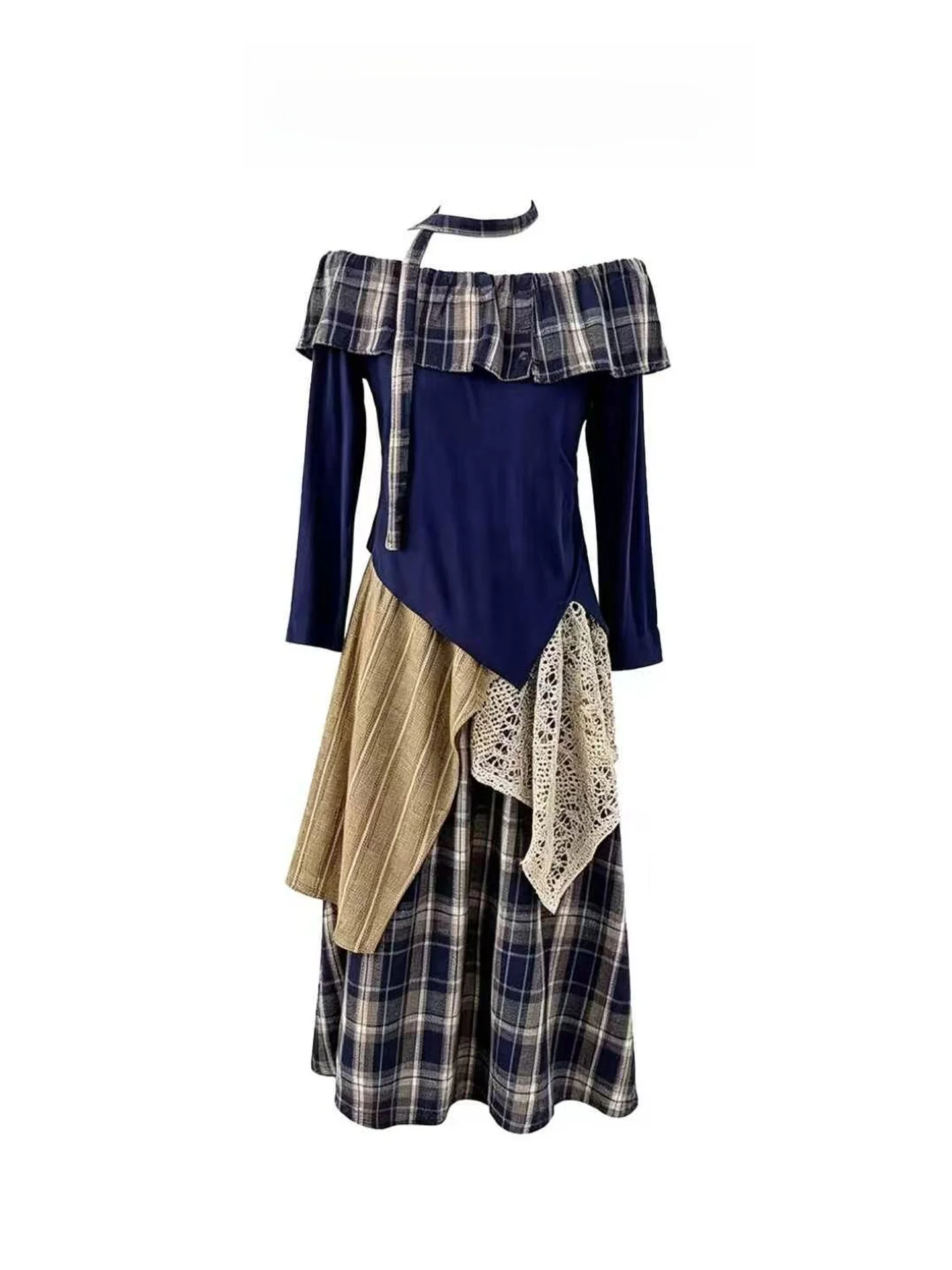 Bohemian Ethnic Vintage Summer Outfit One Shoulder Plaid Draped Top Half Skirt Long Dress Set Women's Fashion Ensemble
Bohemian Ethnic Vintage Summer Outfit One Shoulder Plaid Draped Top Half Skirt Long Dress Set Women's Fashion Ensemble