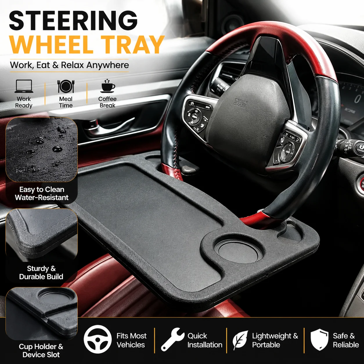 Car Tray Table Computer Desk Mount Stand Eat Work Car Steering Wheel Dining Table Bracket Drink Food Coffee Tray Board
Car Tray Table Computer Desk Mount Stand Eat Work Car Steering Wheel Dining Table Bracket Drink Food Coffee Tray Board