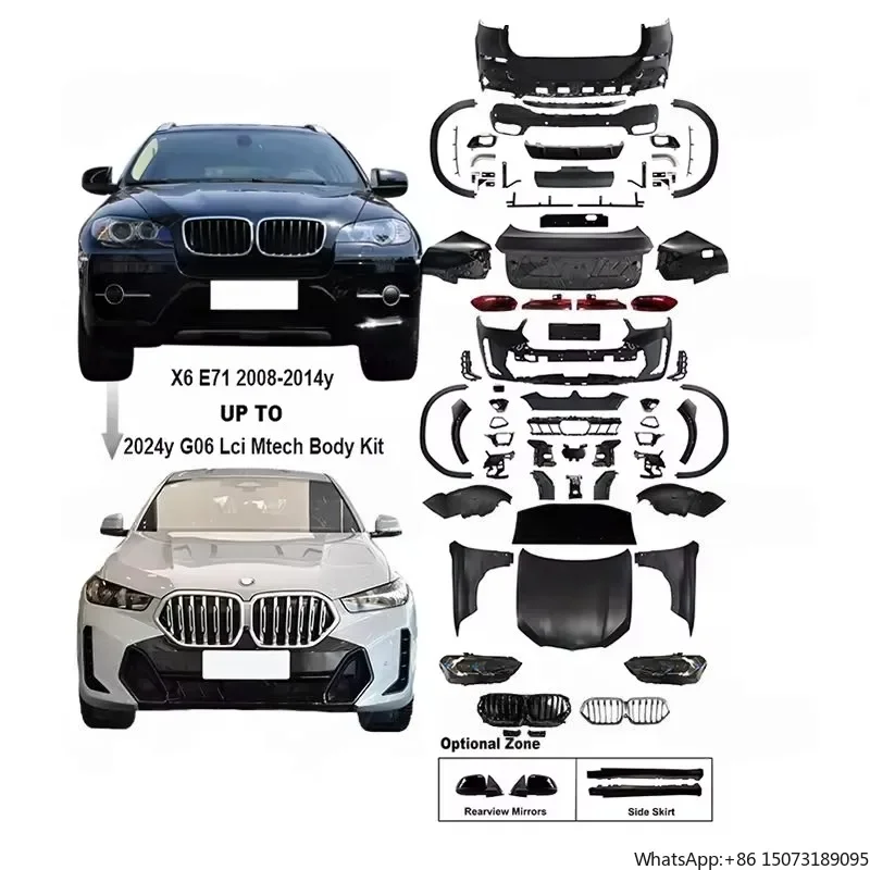 X6 E71 2008-2014year Upgrade to 2024year X6 G06 Lci M-tech Sport Style Body Kit Without Rear View Mirror and Side Skirt
X6 E71 2008-2014year Upgrade to 2024year X6 G06 Lci M-tech Sport Style Body Kit Without Rear View Mirror and Side Skirt