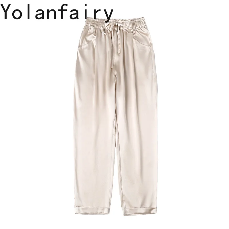 YOLANFAIRY 95% шелк шелковицы 5% спандекс черные брюки женские летние модные повседневные шаровары женские брюки с высокой талией на шнуровке
YOLANFAIRY 95% шелк шелковицы 5% спандекс черные брюки женские летние модные повседневные шаровары женские брюки с высокой талией на шнуровке