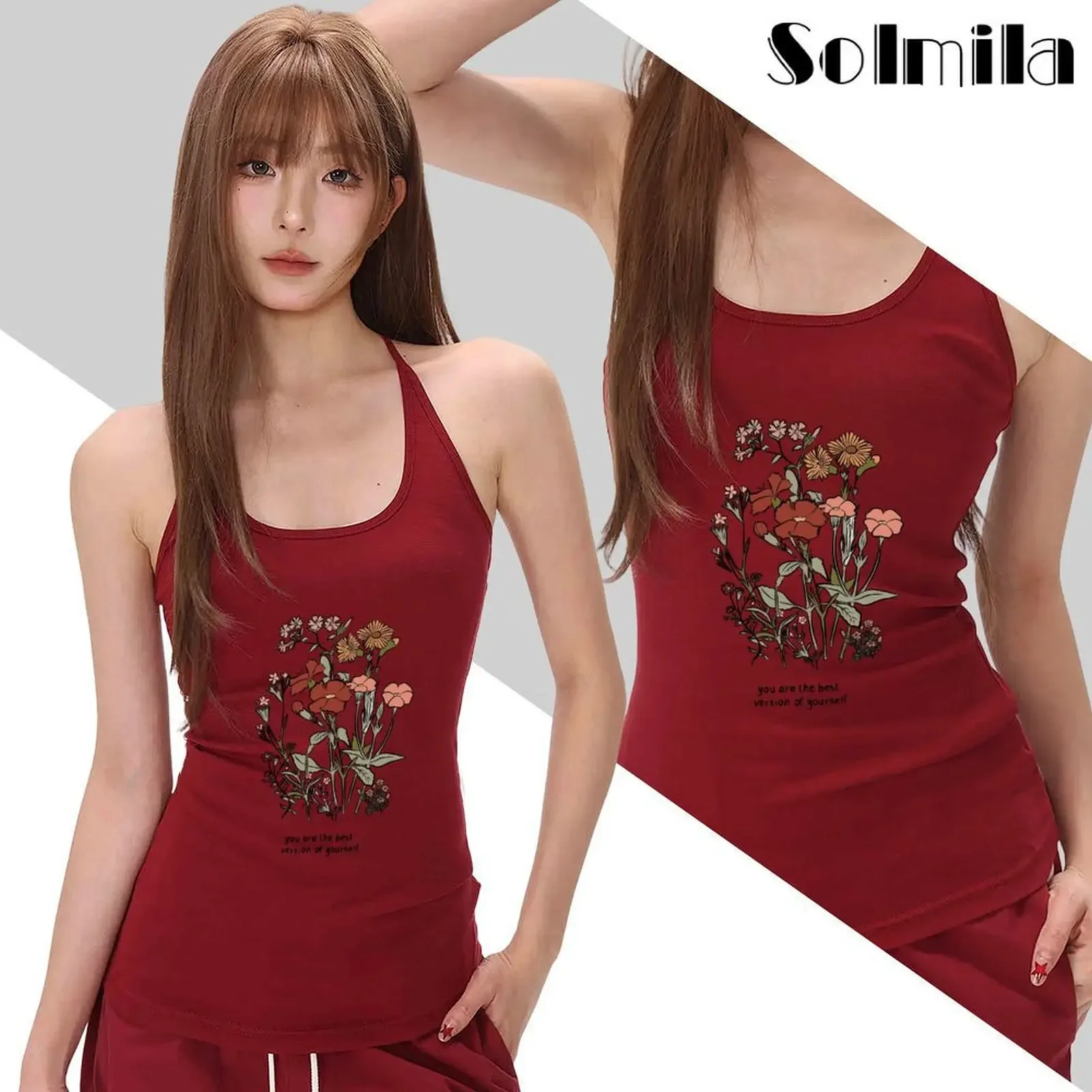 Summer Fashion Solid Color Sleeveless Floral Pattern Claret Halter Neck Vest Fashion Casual Round Neck Stretch Comfort Top 2025
Summer Fashion Solid Color Sleeveless Floral Pattern Claret Halter Neck Vest Fashion Casual Round Neck Stretch Comfort Top 2025