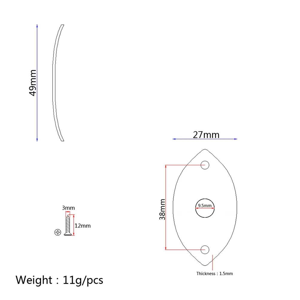 Oval Chrome Socket Plate for Electric Guitar Bass Pickup Output Input Jack Metal with Screws Sturdy Iron Copper Nickel Plated
Oval Chrome Socket Plate for Electric Guitar Bass Pickup Output Input Jack Metal with Screws Sturdy Iron Copper Nickel Plated