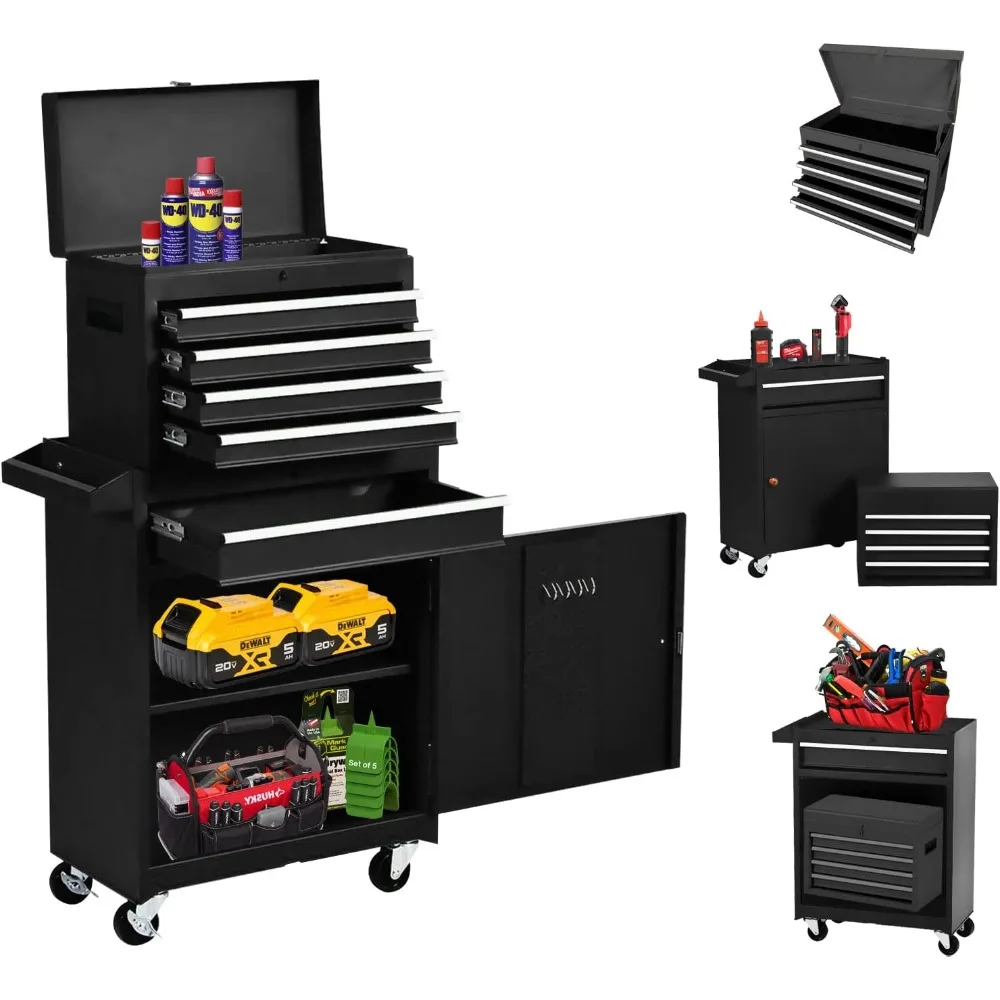 5-Drawer Rolling Tool Chest, Tool Cabinet Garage 2 in 1 High Capacity Detachable,Tool Box Portable with Wheels and Lock,Top Ches
5-Drawer Rolling Tool Chest, Tool Cabinet Garage 2 in 1 High Capacity Detachable,Tool Box Portable with Wheels and Lock,Top Ches