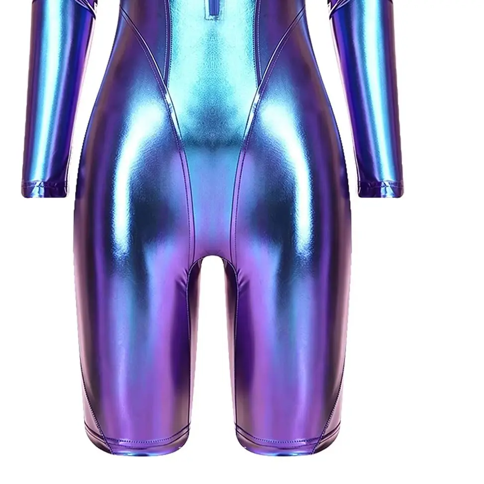 Women Shiny Metallic Jumpsuit Clubwear Swimwear Mock Neck Long Sleeve Rompers One Piece Bodysuit for Disco Dance Gymnastics
Women Shiny Metallic Jumpsuit Clubwear Swimwear Mock Neck Long Sleeve Rompers One Piece Bodysuit for Disco Dance Gymnastics