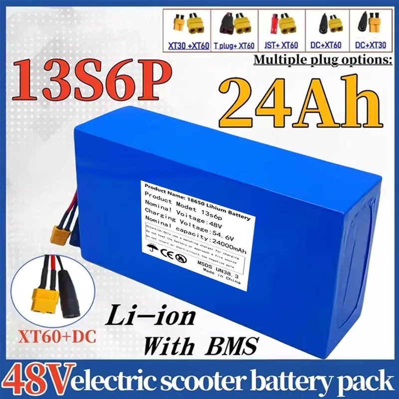 Batterie Lithium-ion 48V, 24Ah, 2000W 13S6P, 24000mAh, Pour Scooter Électrique, 54.6V, Avec BMS Intégré Et Chargeur Inclus
Batterie Lithium-ion 48V, 24Ah, 2000W 13S6P, 24000mAh, Pour Scooter Électrique, 54.6V, Avec BMS Intégré Et Chargeur Inclus