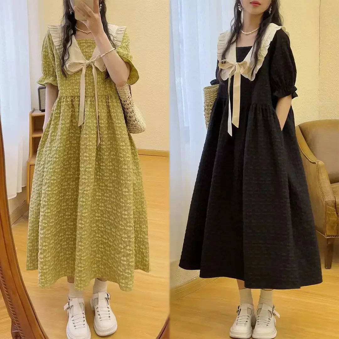 2024 Women Summer Fashion Korean Loose Short Sleeve Dress Female Solid Color Pockets Vestidos Ladies Long A-line Dresses
2024 Women Summer Fashion Korean Loose Short Sleeve Dress Female Solid Color Pockets Vestidos Ladies Long A-line Dresses
