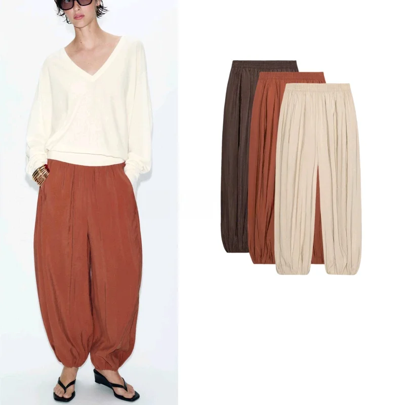Women's Casual Lantern Pants New Summer Design Straight Leg Elastic Waist Front Pocket Polyester Fiber mid Stretch
Women's Casual Lantern Pants New Summer Design Straight Leg Elastic Waist Front Pocket Polyester Fiber mid Stretch