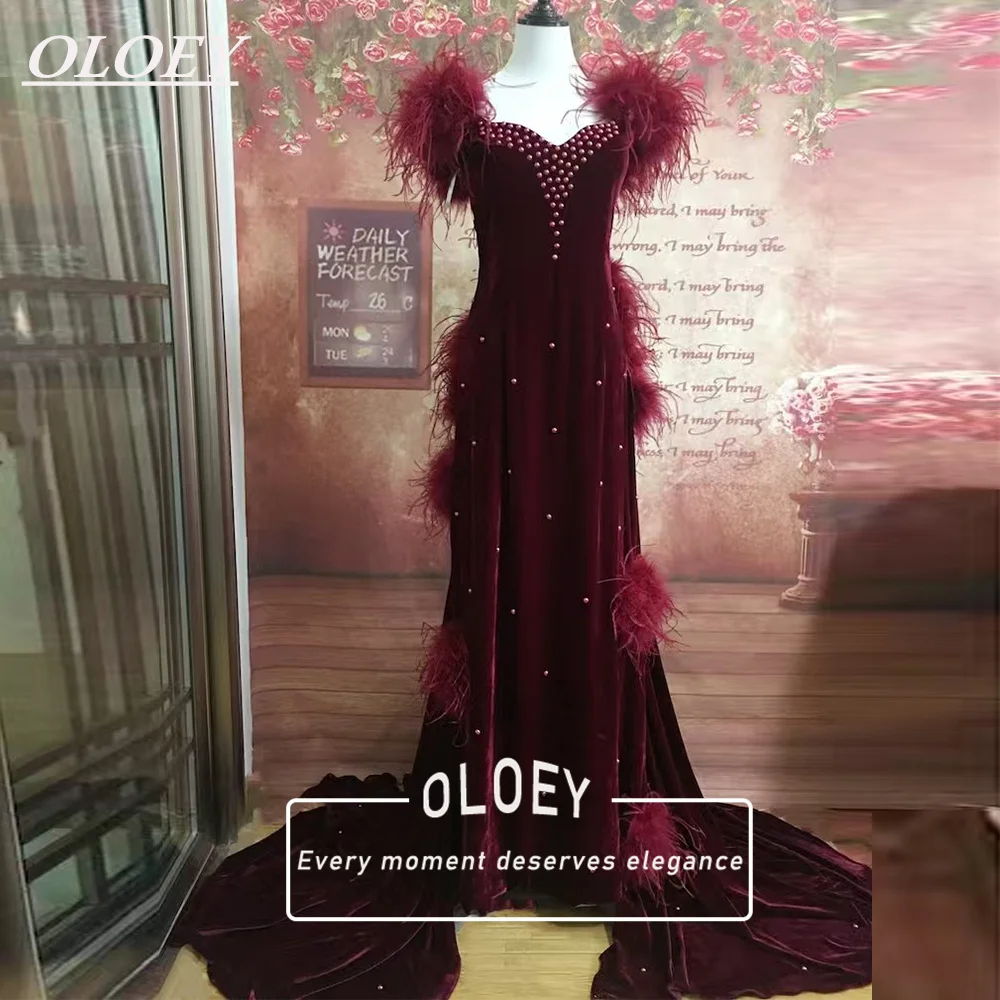 OLOEY Luxury Ostrich Feather Pearls Velvet Red Carpet Evening Dress Sweetheart Neck A-Line Prom Paty Gowns Customized
OLOEY Luxury Ostrich Feather Pearls Velvet Red Carpet Evening Dress Sweetheart Neck A-Line Prom Paty Gowns Customized