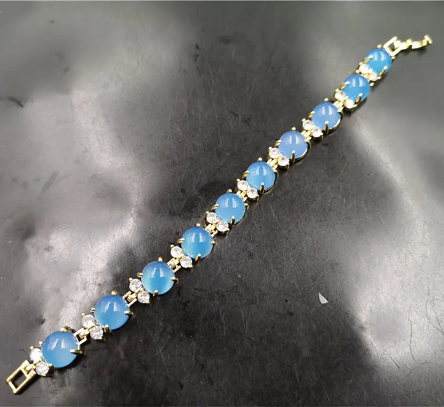 Jade 925 Silver Inlaid Blue Chalcedony Bracelet Women's Blue Agate Bracelet Aquamarine Jade Bracelet.
Jade 925 Silver Inlaid Blue Chalcedony Bracelet Women's Blue Agate Bracelet Aquamarine Jade Bracelet.