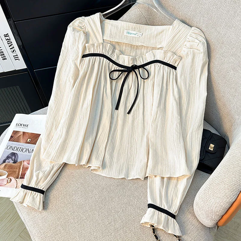 Women Blouse Shirt New Long Sleeve Square Collar Elegant Lace-up Blouse Shirt Women Tops Blouses Shirts Blusas Camisas 2025 Q519
Women Blouse Shirt New Long Sleeve Square Collar Elegant Lace-up Blouse Shirt Women Tops Blouses Shirts Blusas Camisas 2025 Q519