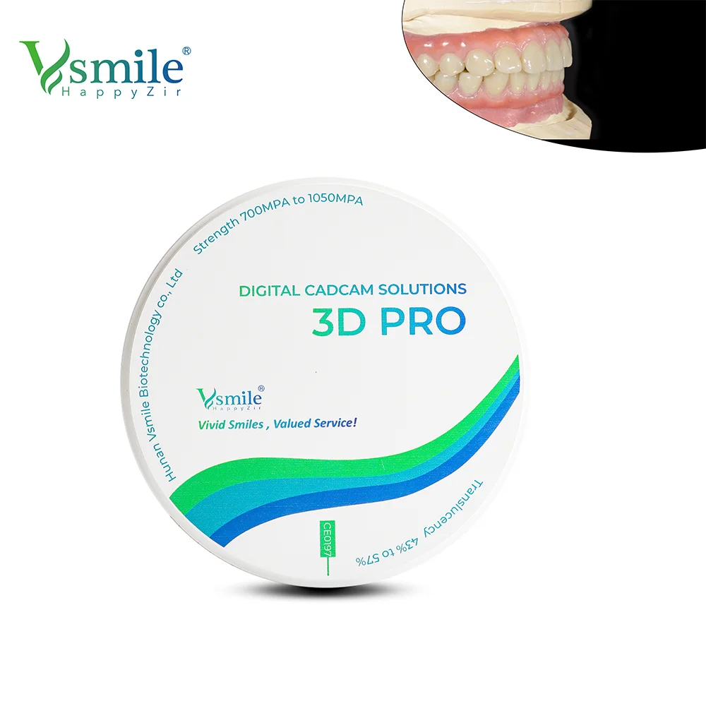 Vsmile 98/95mm Amann-D shape Dental 3D Pro Zirconia Multilayer Block 6Layer Multilayer Zirconia Disc For Cad Cam Dental Lab use
Vsmile 98/95mm Amann-D shape Dental 3D Pro Zirconia Multilayer Block 6Layer Multilayer Zirconia Disc For Cad Cam Dental Lab use