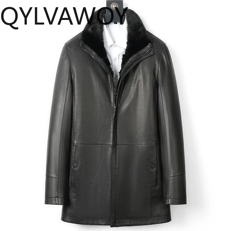 QYLVAWOY New Winter Men's Genuine Goatskin Leather Coat Removable Mink Liner Fur Jacket Mid-length Real Leather Fur Coats Man
QYLVAWOY New Winter Men's Genuine Goatskin Leather Coat Removable Mink Liner Fur Jacket Mid-length Real Leather Fur Coats Man