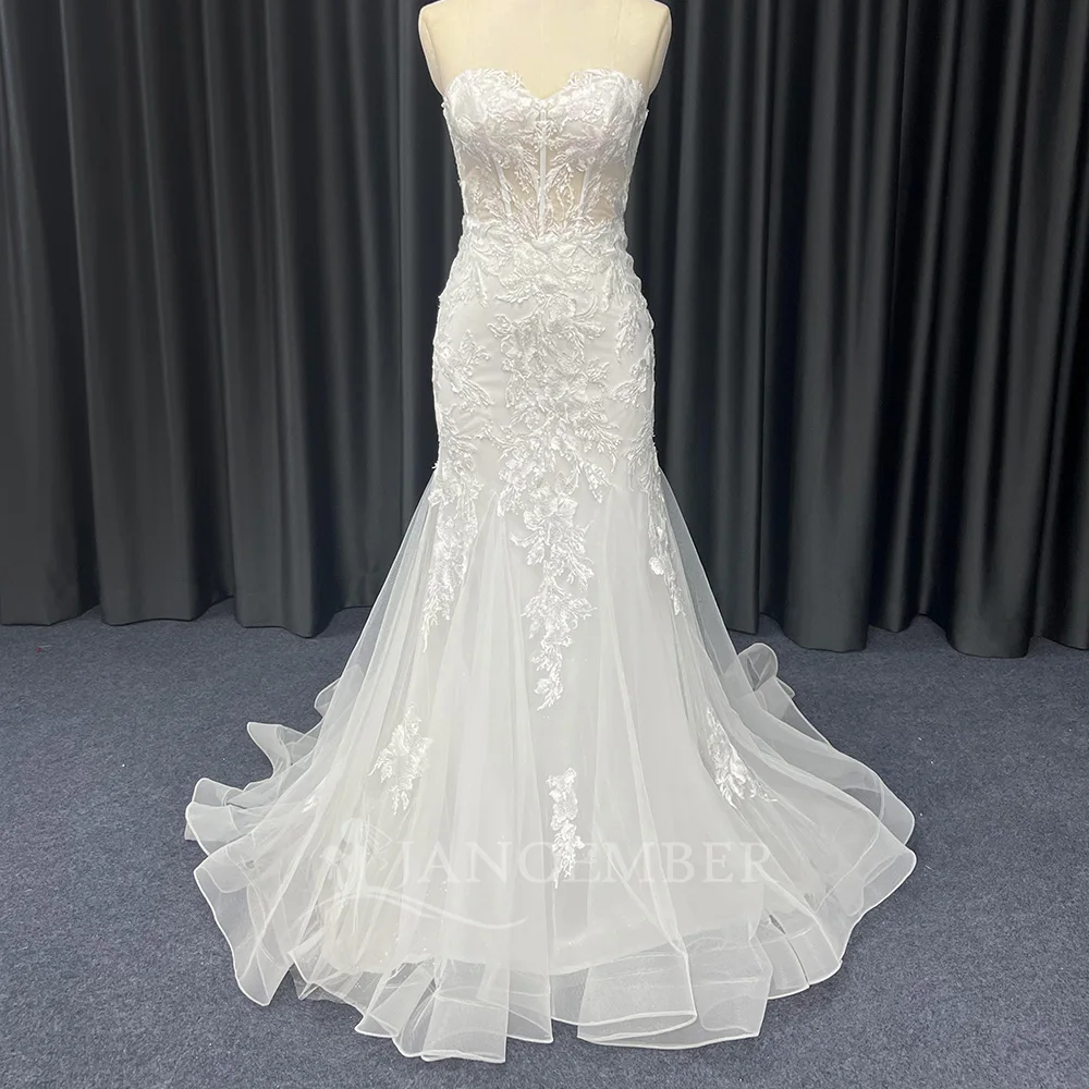 Sparkling Mermaid Gown Wedding Dresses Strapless Sequins Bridal Gowns Sweep Train Big Size Vestidos De Novia Colour Customized
Sparkling Mermaid Gown Wedding Dresses Strapless Sequins Bridal Gowns Sweep Train Big Size Vestidos De Novia Colour Customized