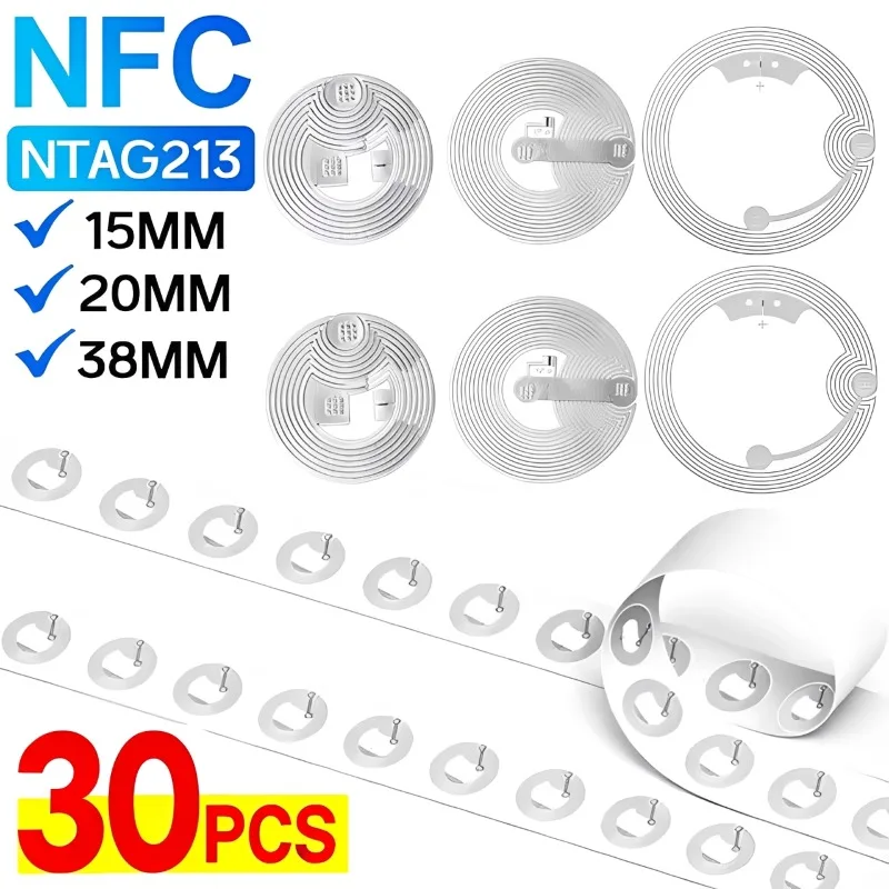 30/5Pcs Programmable NTAG213 144 Bytes Memory NFC 213 Tag Labels Rewritable NTAG213 NFC Tags Sticker for All NFC Enabled Phones
30/5Pcs Programmable NTAG213 144 Bytes Memory NFC 213 Tag Labels Rewritable NTAG213 NFC Tags Sticker for All NFC Enabled Phones
