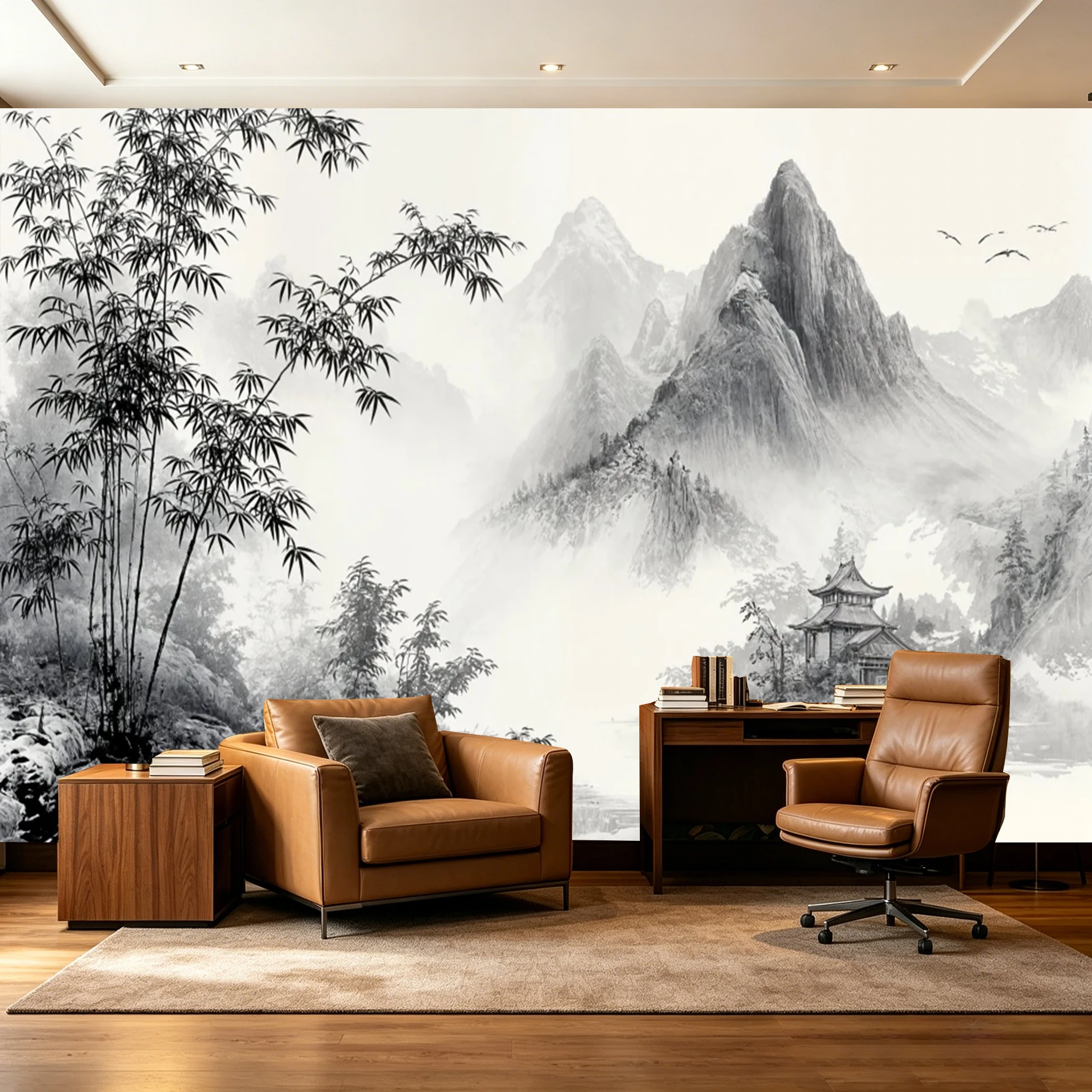 Custom Size Chinese Ink Landscape Wall Mural Traditional Black White Bamboo Mountain Wallpaper For Living Room Tea Room
Custom Size Chinese Ink Landscape Wall Mural Traditional Black White Bamboo Mountain Wallpaper For Living Room Tea Room