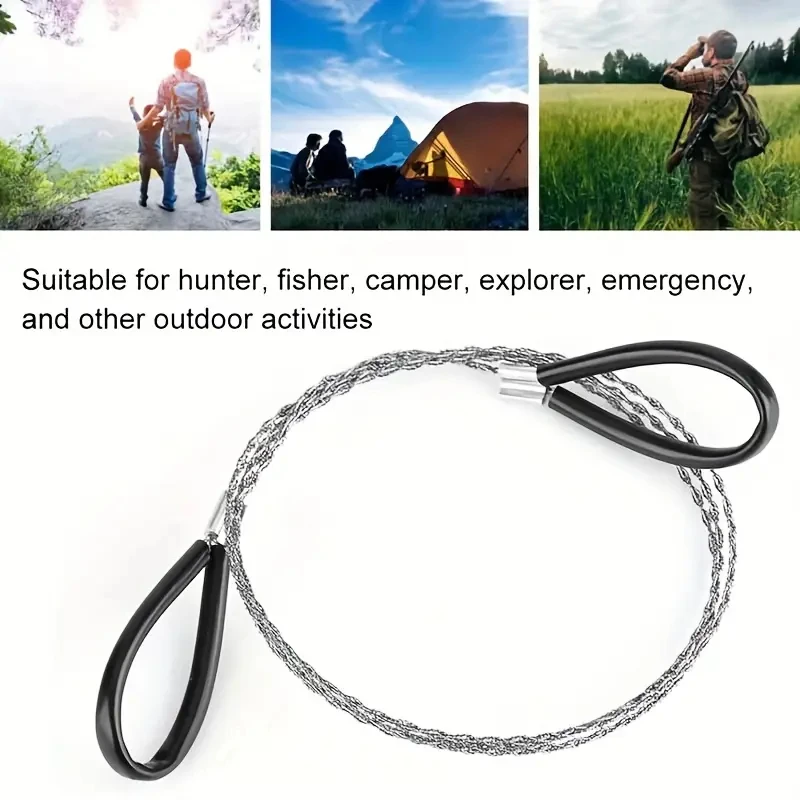 1pc Portable Stainless Steel Wire Saw With Finger Handle, Pocket Manual Chain Saw For Outdoor Camping Hiking Survival Multitool
1pc Portable Stainless Steel Wire Saw With Finger Handle, Pocket Manual Chain Saw For Outdoor Camping Hiking Survival Multitool