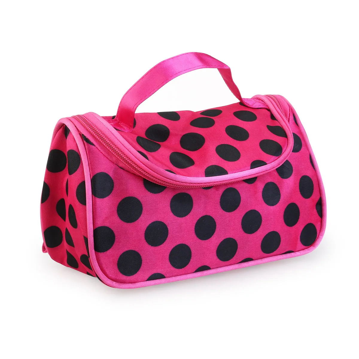 Rosy Polka Dots Women's Bag Polyester Travel Makeup Organizer with Dual Zipper Closure Brush Slots Elastic Strap
Rosy Polka Dots Women's Bag Polyester Travel Makeup Organizer with Dual Zipper Closure Brush Slots Elastic Strap