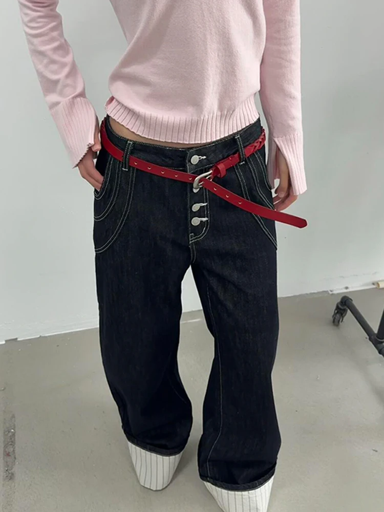 American High Street Contrast Color Jeans Women's Spicy Girl Straight Leg Floor-Length Pants High Waist Vintage Sle
American High Street Contrast Color Jeans Women's Spicy Girl Straight Leg Floor-Length Pants High Waist Vintage Sle