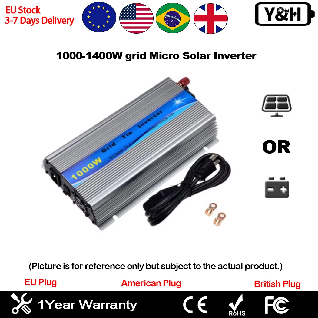 Y&H 1000W 1300W1400W Solar Micro Inverter MPPT Pure Sine Wave Micro Inverter DC 24V/36 AC120V/220V Solar Panel Home System
Y&H 1000W 1300W1400W Solar Micro Inverter MPPT Pure Sine Wave Micro Inverter DC 24V/36 AC120V/220V Solar Panel Home System