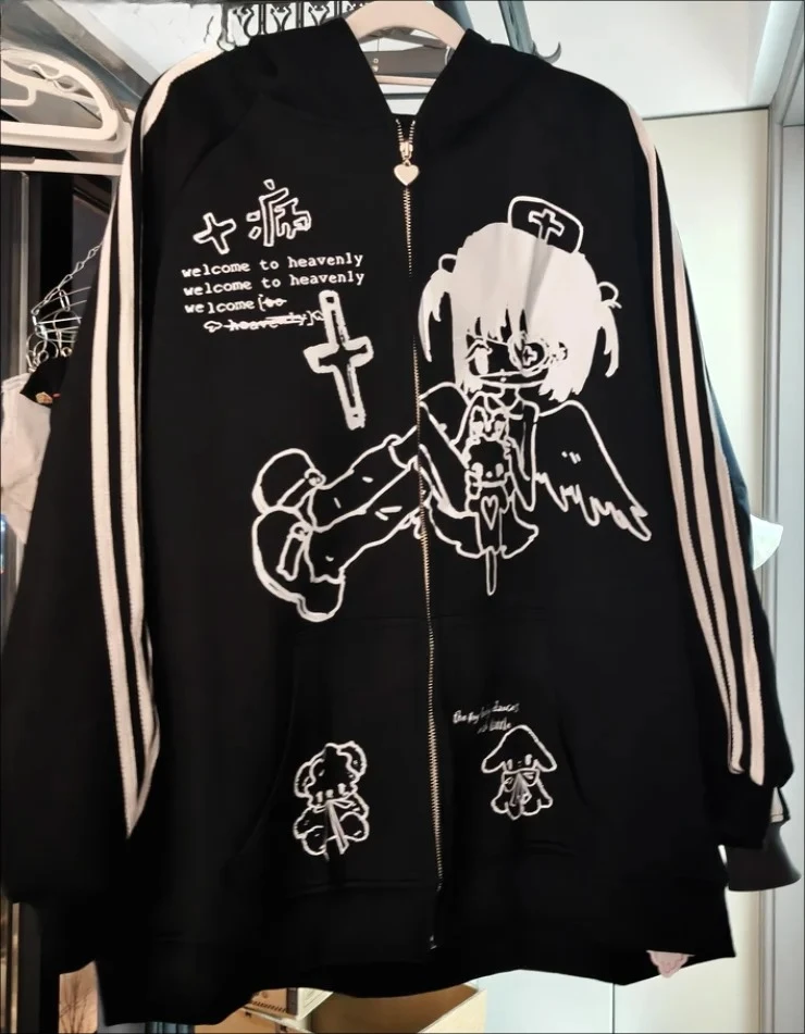 Fashion New 2025 Loose Hooded Coats for Women Original Pattern Zipper Sweatshirt Japanese Style Ladies Casual Jacket Femme
Fashion New 2025 Loose Hooded Coats for Women Original Pattern Zipper Sweatshirt Japanese Style Ladies Casual Jacket Femme