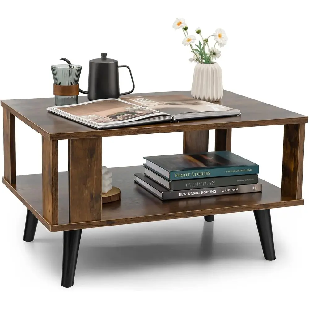 2-Tier Wooden Coffee Table with Open Storage Shelf and Supportive Legs, Easy Assembly, Suitable for Living or Family Rooms
2-Tier Wooden Coffee Table with Open Storage Shelf and Supportive Legs, Easy Assembly, Suitable for Living or Family Rooms
