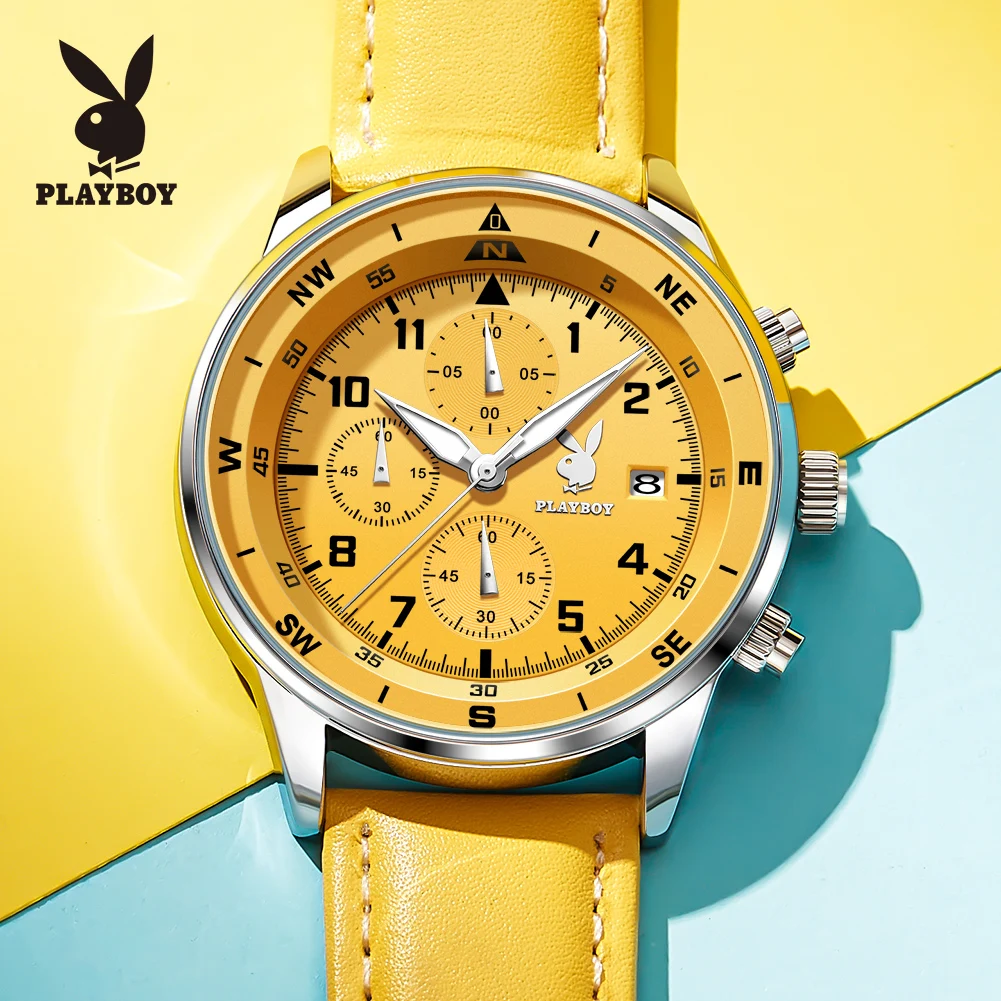 PLAYBOY Luxury Sports Quartz Men's Watches Fashion Casual Leather Strap Chronograph Wristwatch Original Waterproof Watches 3303
PLAYBOY Luxury Sports Quartz Men's Watches Fashion Casual Leather Strap Chronograph Wristwatch Original Waterproof Watches 3303
