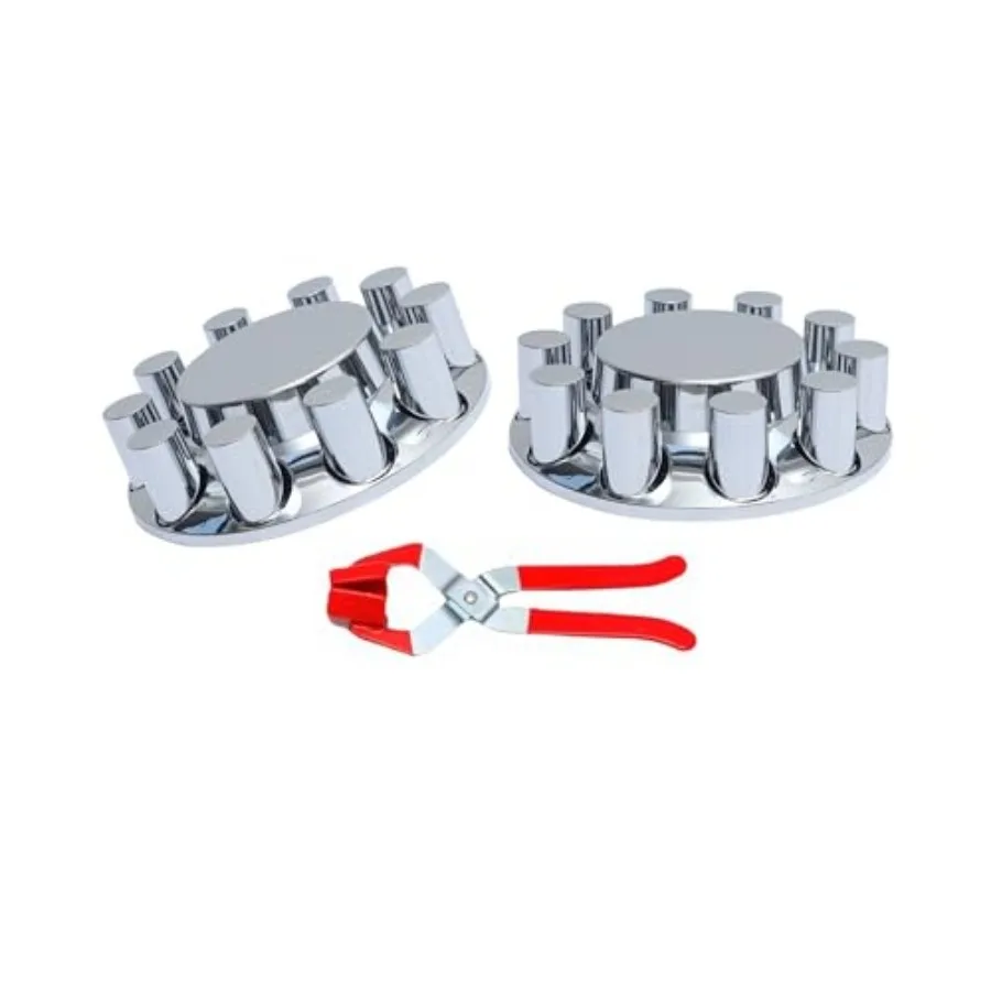 Plastic ABS Chrome Plated Front Axle Cover Kits Hub Caps for Semi Trucks with Thread-on 33mm Lug Nut Covers Removable Caps
Plastic ABS Chrome Plated Front Axle Cover Kits Hub Caps for Semi Trucks with Thread-on 33mm Lug Nut Covers Removable Caps