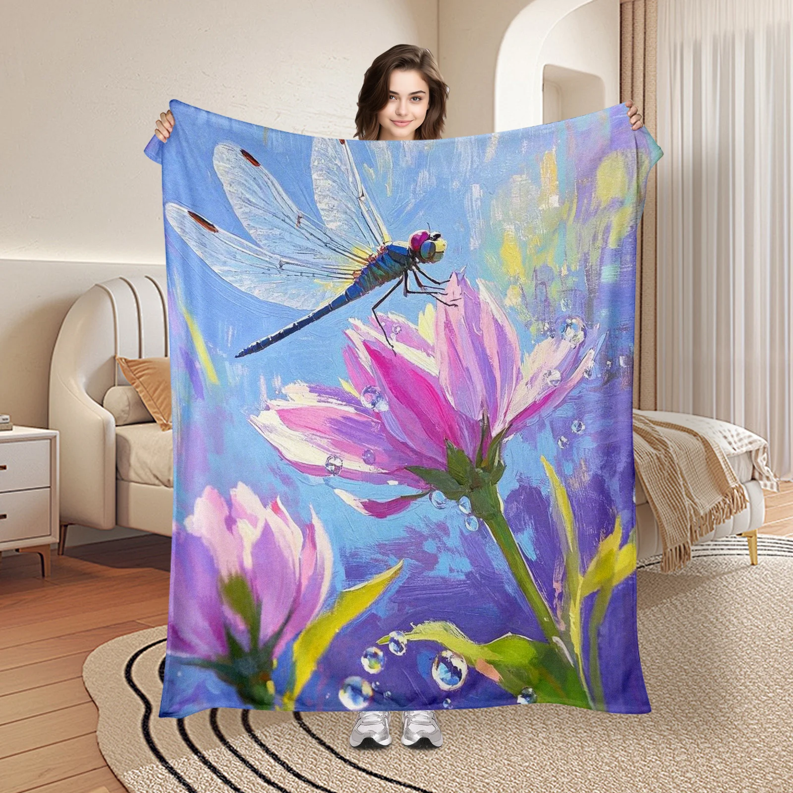 Oil Painting Dragonfly Floral Meadow Purple Design Warm Throw Blanket For Cozy Home Decor Or Outdoor Relaxation Comfort
Oil Painting Dragonfly Floral Meadow Purple Design Warm Throw Blanket For Cozy Home Decor Or Outdoor Relaxation Comfort