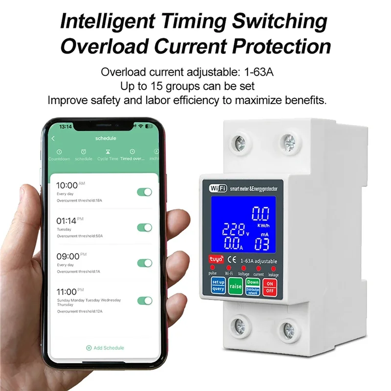 WIFI Smart Earth Leakage Over Under Voltage Protector Relay Device 230V 63A APP & Voice Control Smart Mini Circuit Breaker
WIFI Smart Earth Leakage Over Under Voltage Protector Relay Device 230V 63A APP & Voice Control Smart Mini Circuit Breaker