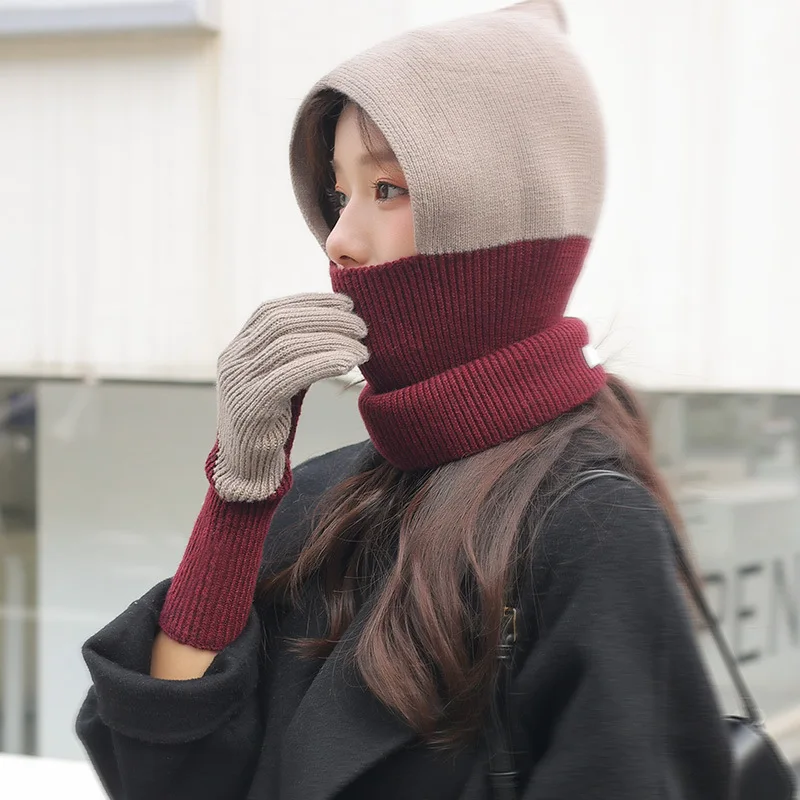 New Fashion Women Hood Beanies Contrasting Style Balaclava Winter Fleece Warm Hat Neck Head Wraped One-Piece Cap Glove Suit
New Fashion Women Hood Beanies Contrasting Style Balaclava Winter Fleece Warm Hat Neck Head Wraped One-Piece Cap Glove Suit