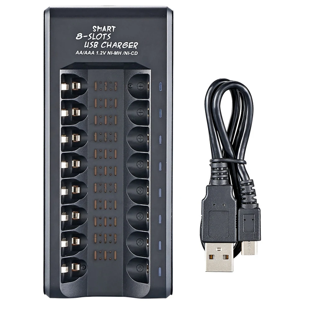 8-слотовое быстрое зарядное устройство USB со светодиодным индикатором, интеллектуальный адаптер для Ni-MH Ni-CD аккумуляторной батареи 1,2 В AA AAAN01R
8-слотовое быстрое зарядное устройство USB со светодиодным индикатором, интеллектуальный адаптер для Ni-MH Ni-CD аккумуляторной батареи 1,2 В AA AAAN01R