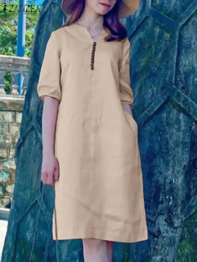 2024 ZANZEA Summer Women V Neck Half Sleeve Solid Midi Dress Fashion Casual Loose Party Holiday Sundress Robe Femme Work Vestido
2024 ZANZEA Summer Women V Neck Half Sleeve Solid Midi Dress Fashion Casual Loose Party Holiday Sundress Robe Femme Work Vestido