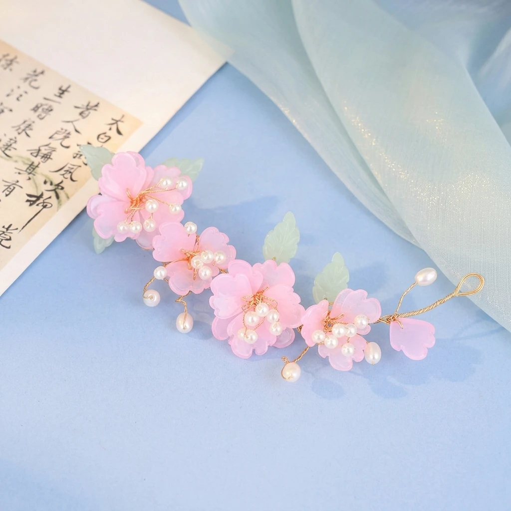 New Chinese Style Metal Hairpins Side Clip Pink Flower with Pearls Non-Slip Floal Headband for Women Daily Wear Weddings Parties
New Chinese Style Metal Hairpins Side Clip Pink Flower with Pearls Non-Slip Floal Headband for Women Daily Wear Weddings Parties
