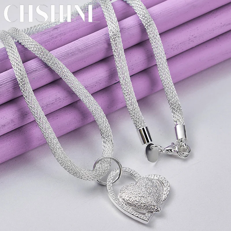 CHSHINE 925 Sterling Silver Matte Love Heart Necklace For Women Lady Wedding Party Fashion Charm Jewelry
CHSHINE 925 Sterling Silver Matte Love Heart Necklace For Women Lady Wedding Party Fashion Charm Jewelry