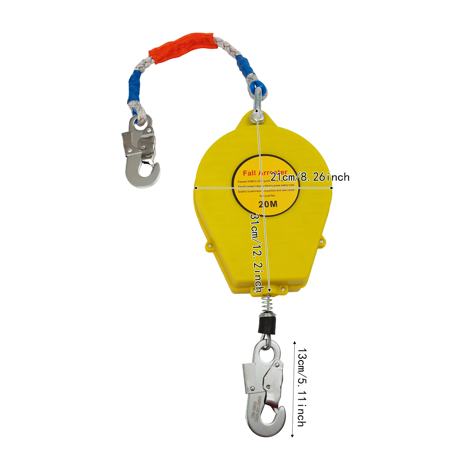 65.62 ft Fall Arrest Protector, Fall Protection Gear, Self-Retractable Fall Arrester, for Aerial Work, Max Load 150 kg, Yellow
65.62 ft Fall Arrest Protector, Fall Protection Gear, Self-Retractable Fall Arrester, for Aerial Work, Max Load 150 kg, Yellow
